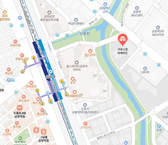 크로스핏 아케이드 금정 본점 위치 약도